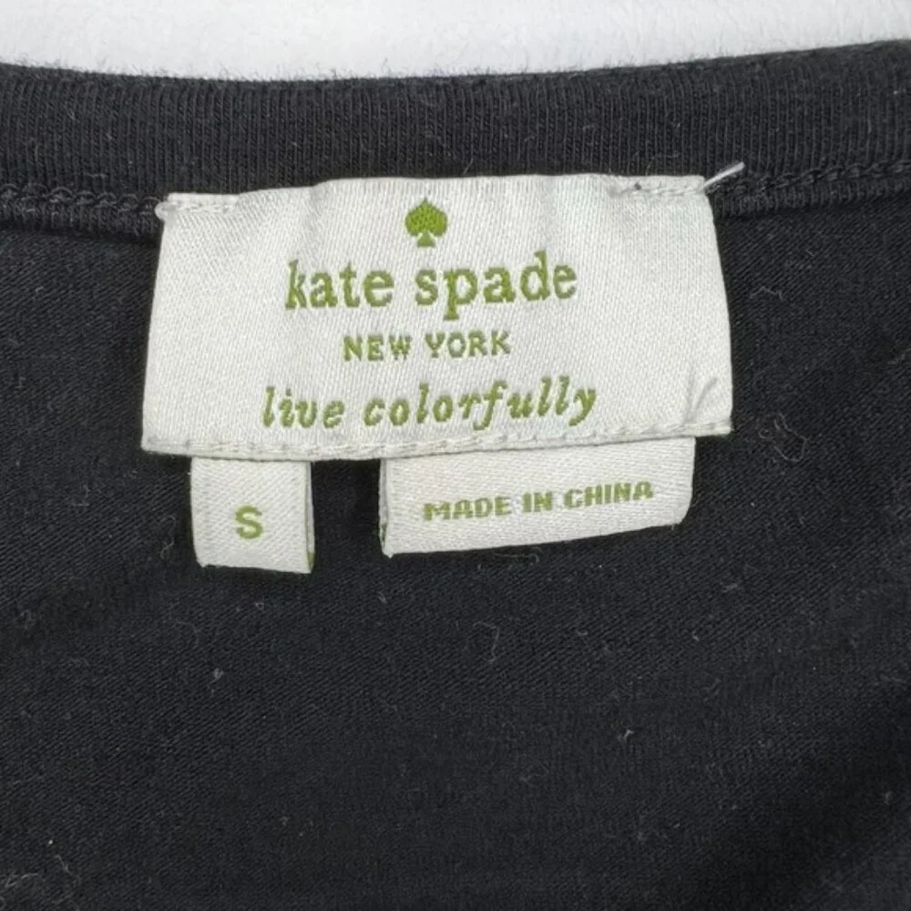 KATE SPADE  Black Tie Front Keyhole Neck Tank Top Blouse Cotton‎ Blend Size S